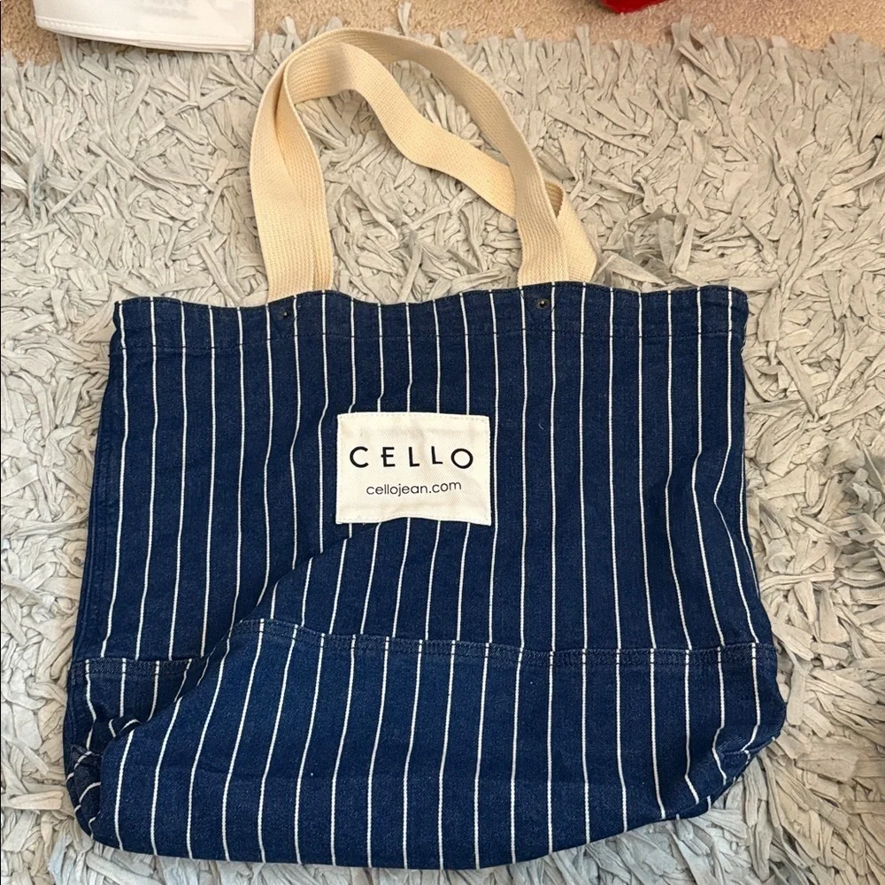 Cello Navy and White Striped Tote